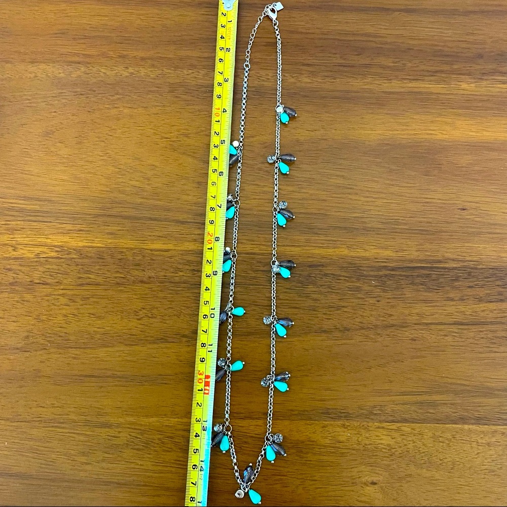 Aqua Necklace with Silver Chain